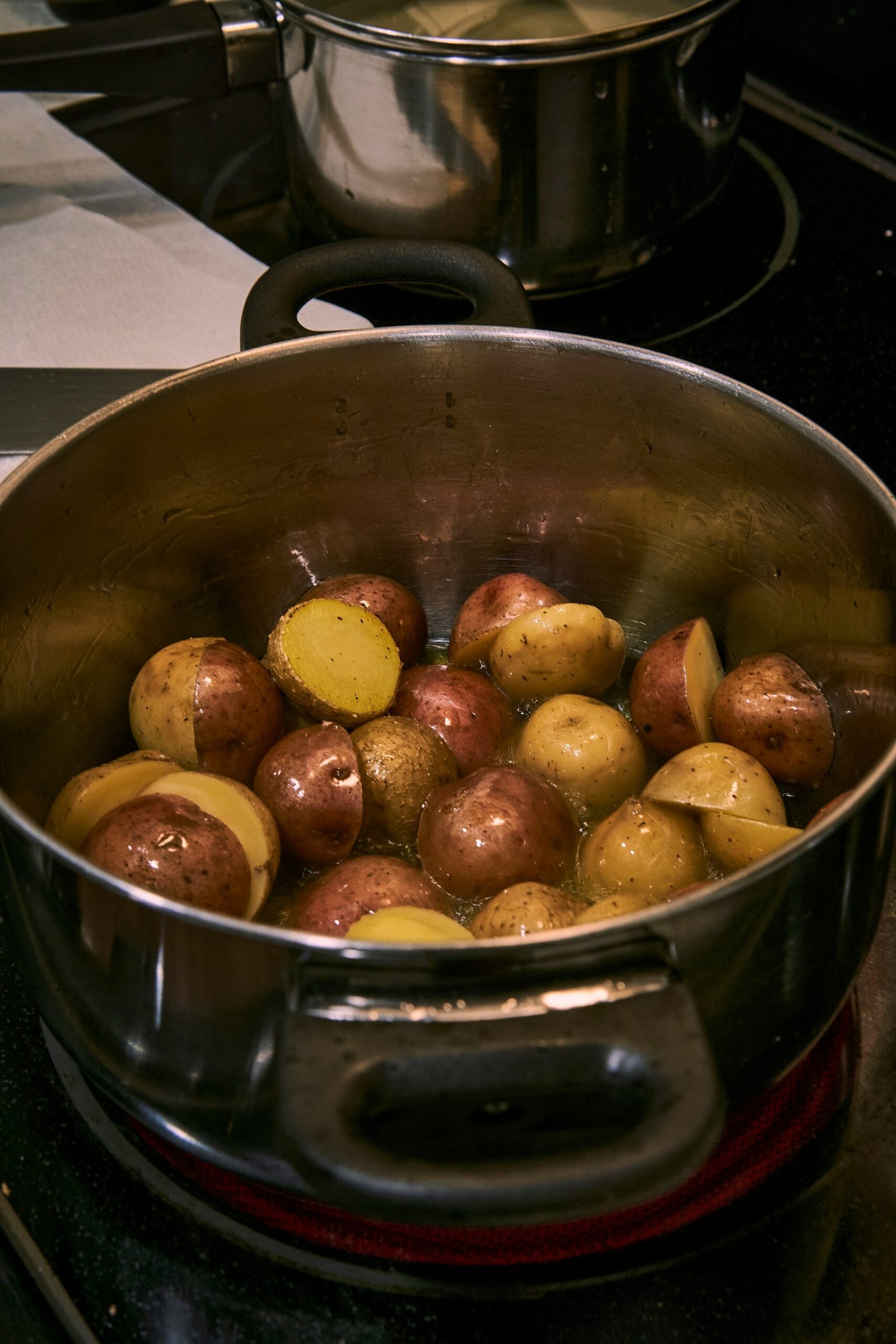 a pot of potatoes